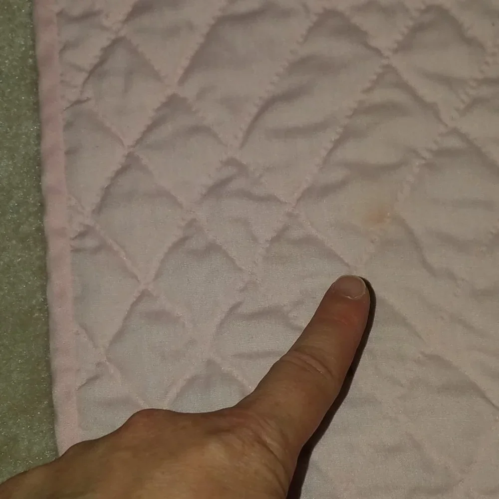 VTG Handmade Kitty Cat Blanket Pink Dress Bonnet Flowers Spring Mills Baby Quilt